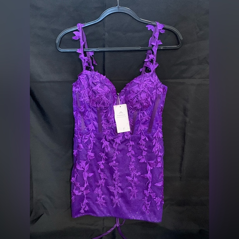 Elegant Purple Lace Prom Dress